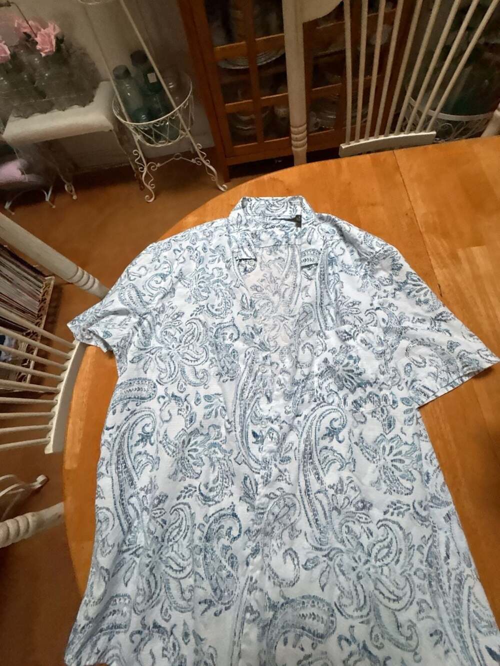 Tasso Elba Men's Short Sleeve Button-Down Paisley Print Shirt Size XL